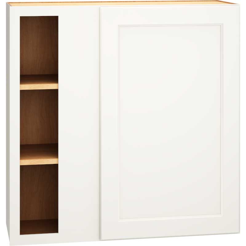 Corner Wall Cabinet with Single Door in Spectra Snow