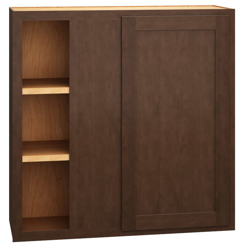 Corner Wall Cabinet with Single Door in Classic Bark