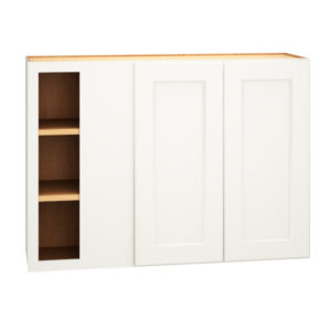 Corner Wall Cabinet with Double Doors in Spectra Snow