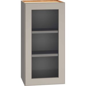 15 by 30 Inch Cut-for-Glass Wall Cabinet with Single Door in Omni Door Style in Mineral Finish