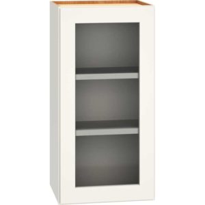 15 by 30 Inch Cut-for-Glass Wall Cabinet with Single Door in Omni Door Style in Snow Finish