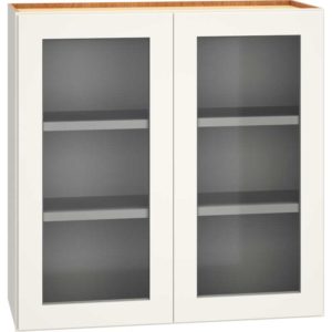 Cut-for-Glass Wall Cabinet with Double Doors in Snow