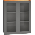 30″ x 36″ Cut-for-Glass Wall Cabinet with Double Doors & a Graphite Finish