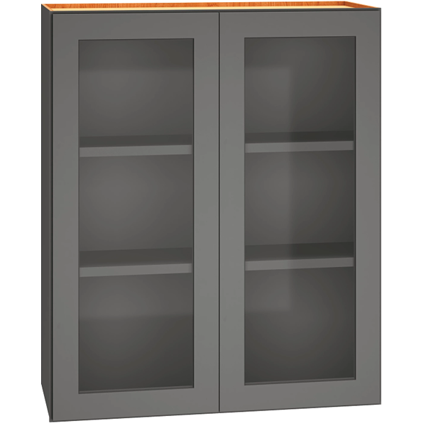 30″ x 36″ Cut-for-Glass Wall Cabinet with Double Doors & a Graphite Finish