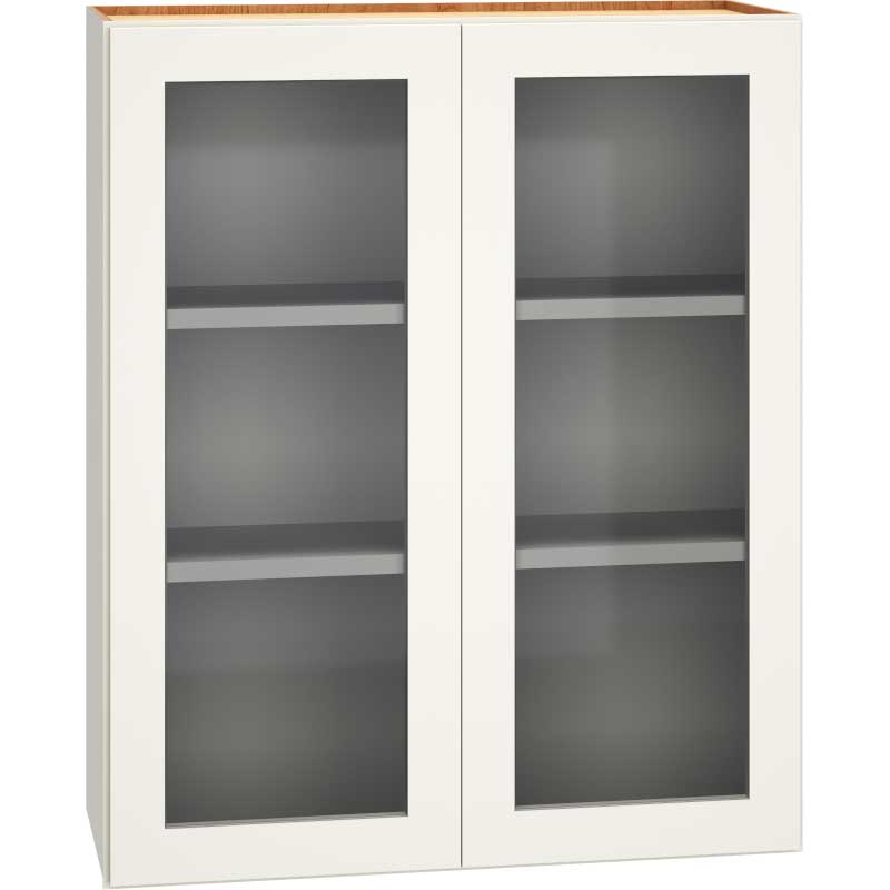 Cut-for-Glass Wall Cabinet with Double Doors in Snow