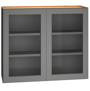 Cut-for-Glass Wall Cabinet with Double Doors in Graphite