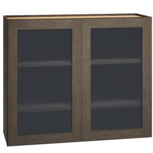 Cut-for-Glass Wall Cabinet with Double Doors in Beachwood
