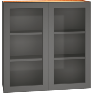 Mantra Cabinets SKU Number WCG3636 - 36" x 36" Cut-for-Glass Wall Cabinet with Double Doors in Graphite