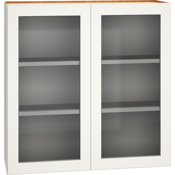 Mantra Cabinets SKU Number WCG3636 - 36" x 36" Cut-for-Glass Wall Cabinet with Double Doors in Snow