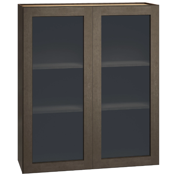 36″ x 36″ Cut-for-Glass Wall Cabinet with Double Doors & a Beachwood Finish